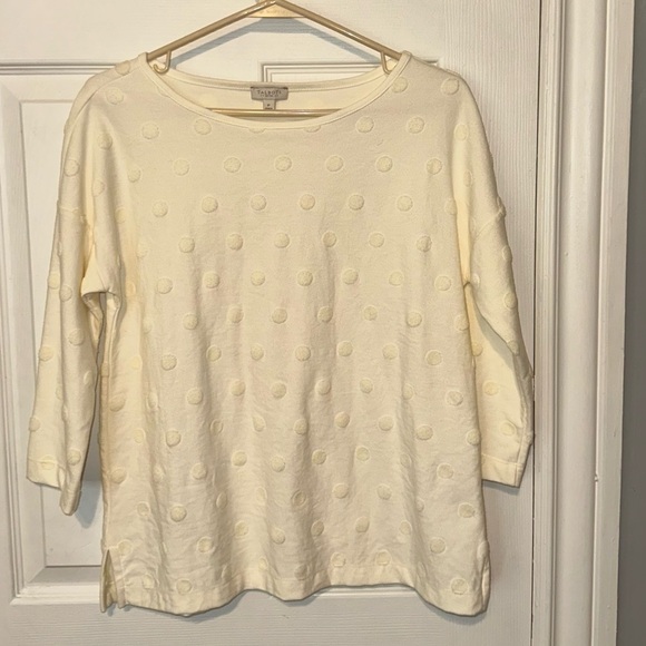 3 for $30 Talbots white cream ivory 3/4 sleeve pattern shirt size s/m petite - Picture 1 of 3